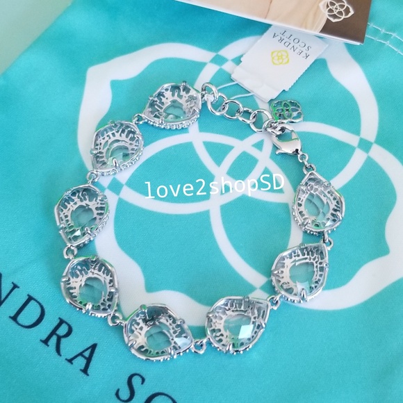Kendra Scott Clear Brynn Faceted Bracelet Rhodium NWT